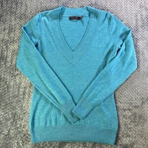 The Limited Merino Wool Blend Sweater Womens S  Green V Neck Lightweight
